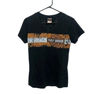Harley-Davidson Women's XL‎ Burnout Graphic Tee V-Neck Biker Chic Roadhouse